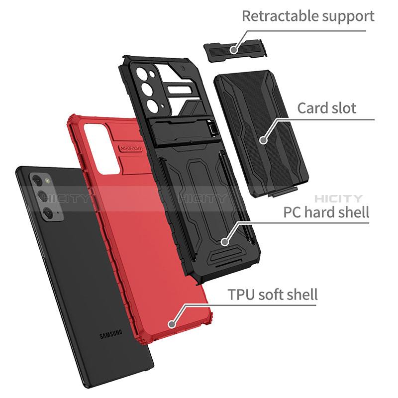 Silikon Hülle Handyhülle und Kunststoff Schutzhülle Hartschalen Tasche mit Ständer YF1 für Samsung Galaxy Note 20 5G