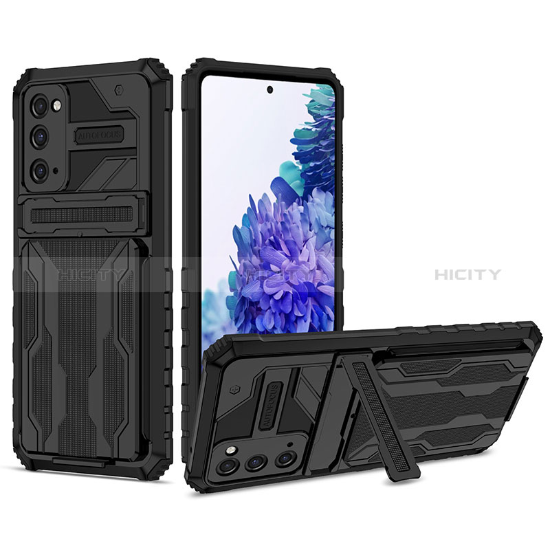 Silikon Hülle Handyhülle und Kunststoff Schutzhülle Hartschalen Tasche mit Ständer YF1 für Samsung Galaxy S20 Lite 5G