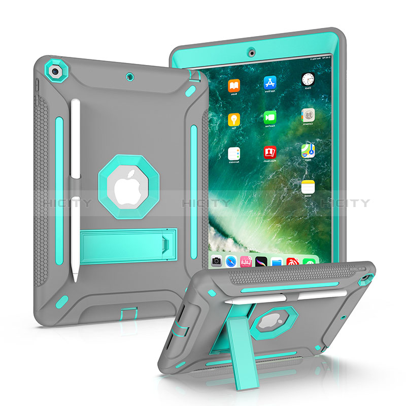 Silikon Hülle Handyhülle und Kunststoff Schutzhülle Hartschalen Tasche mit Ständer YJ1 für Apple iPad 10.2 (2019) groß