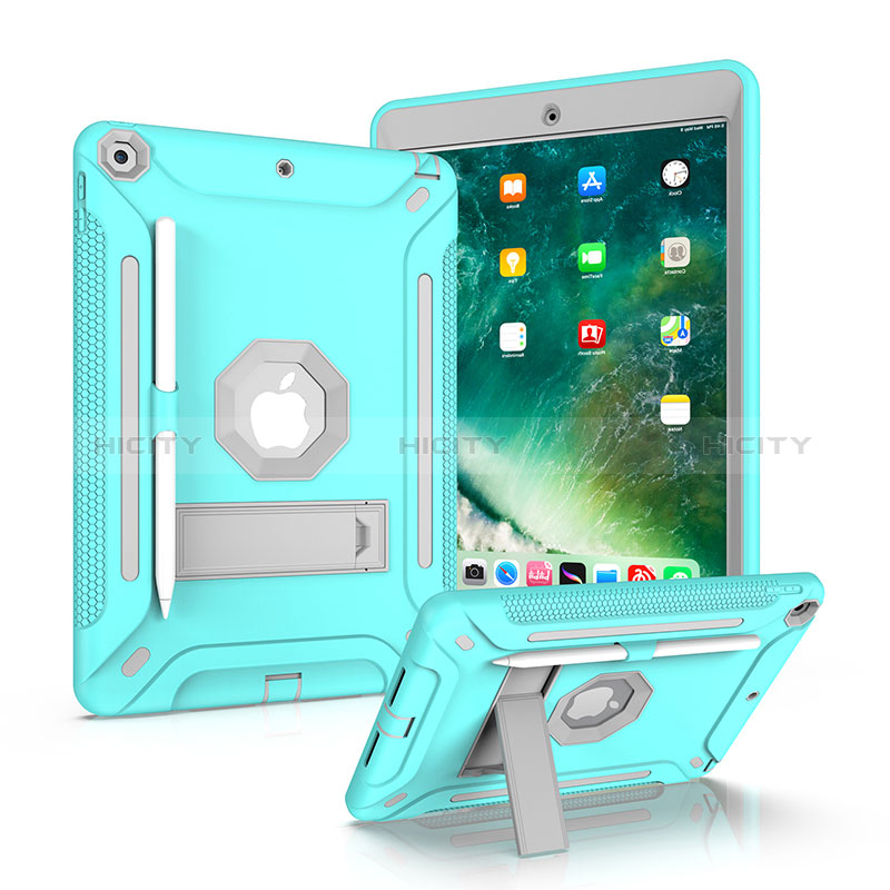 Silikon Hülle Handyhülle und Kunststoff Schutzhülle Hartschalen Tasche mit Ständer YJ2 für Apple iPad 10.2 (2019)