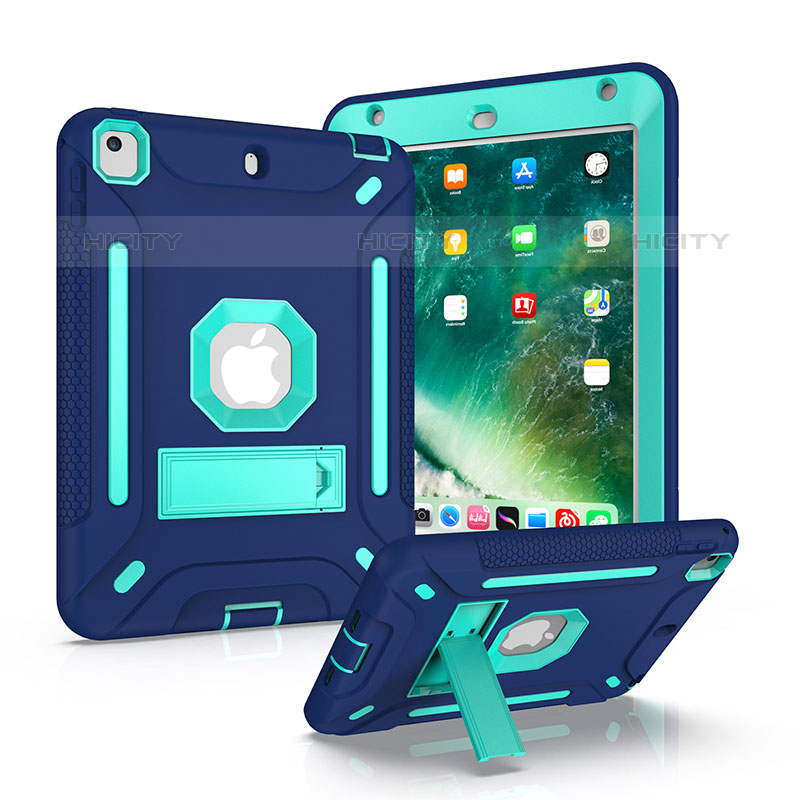 Silikon Hülle Handyhülle und Kunststoff Schutzhülle Hartschalen Tasche mit Ständer YJ2 für Apple iPad Mini 5 (2019) Blau Plus