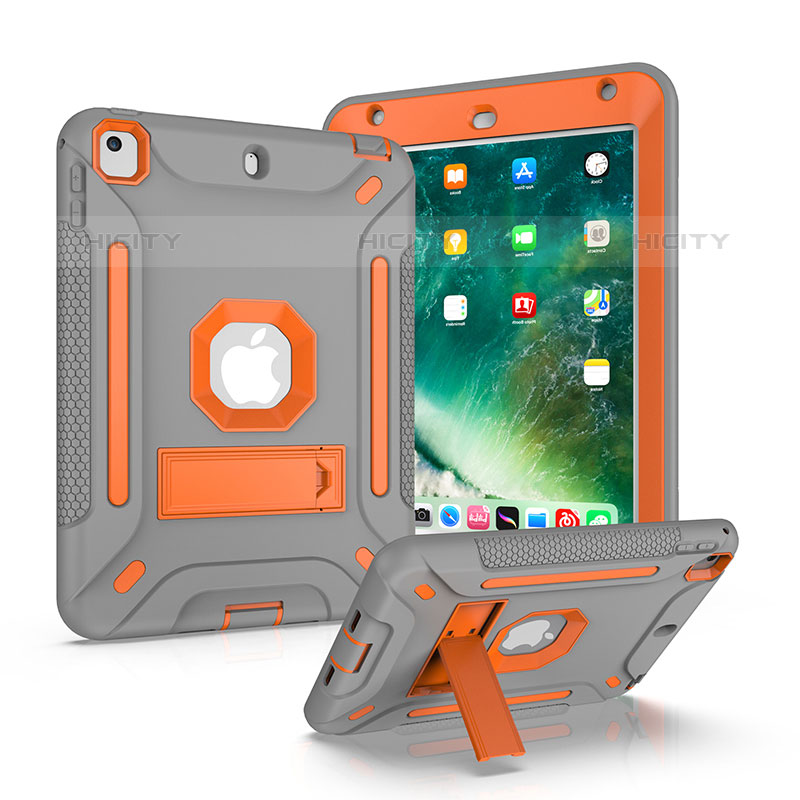 Silikon Hülle Handyhülle und Kunststoff Schutzhülle Hartschalen Tasche mit Ständer YJ2 für Apple iPad Mini 5 (2019) Grau Plus