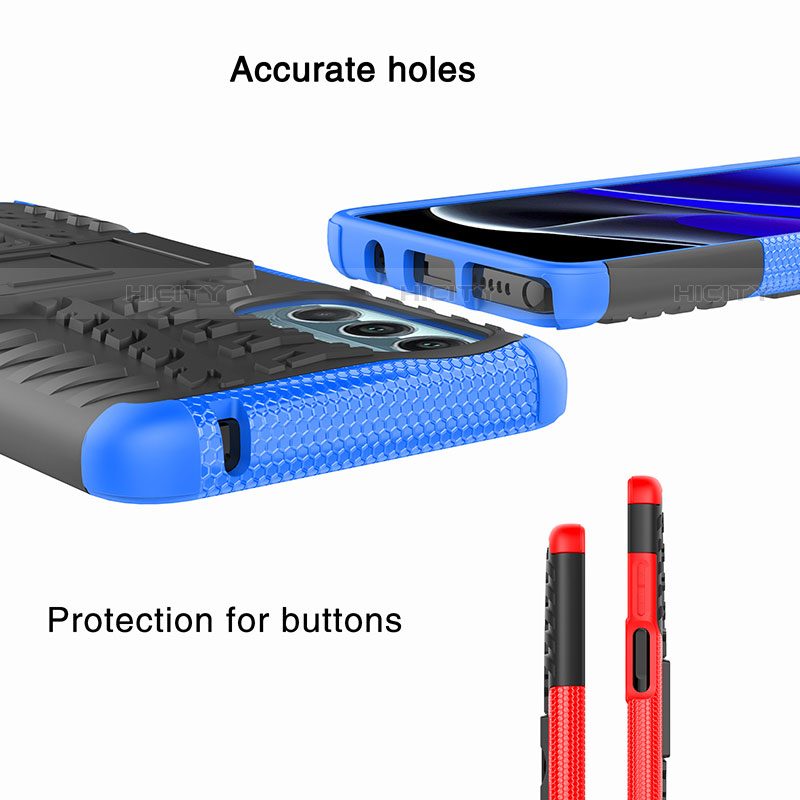 Silikon Hülle Handyhülle und Kunststoff Schutzhülle Hartschalen Tasche mit Ständer Z01 für Motorola Moto G Stylus (2022) 5G groß