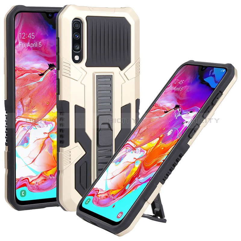 Silikon Hülle Handyhülle und Kunststoff Schutzhülle Hartschalen Tasche mit Ständer ZJ1 für Samsung Galaxy A70