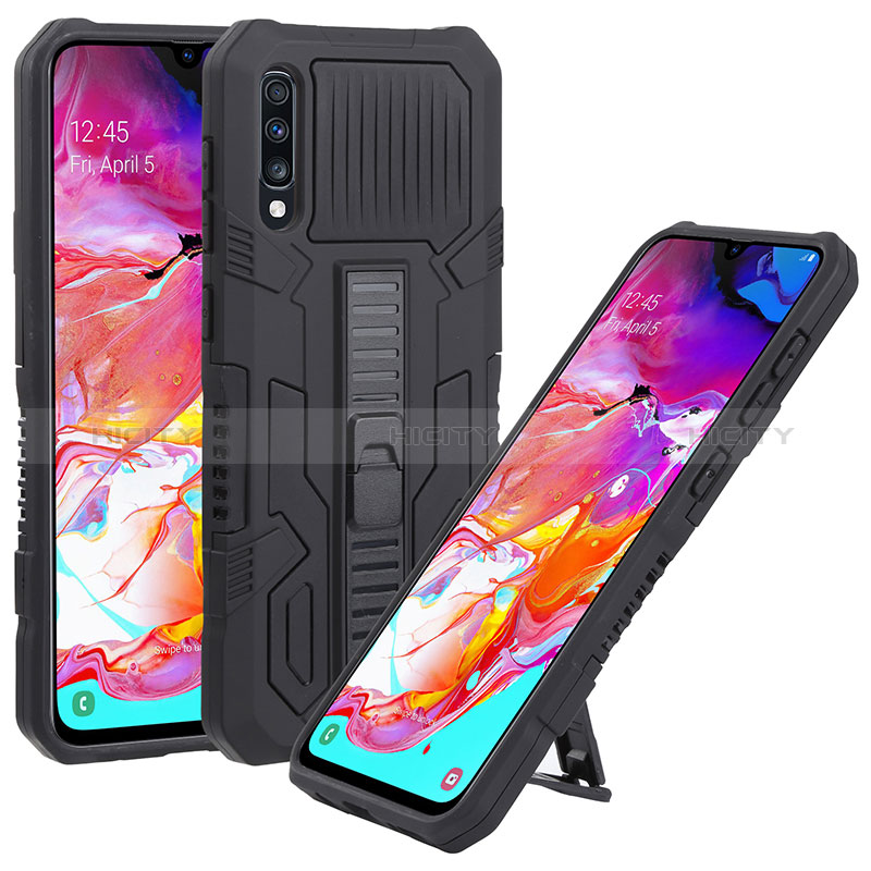 Silikon Hülle Handyhülle und Kunststoff Schutzhülle Hartschalen Tasche mit Ständer ZJ1 für Samsung Galaxy A70S