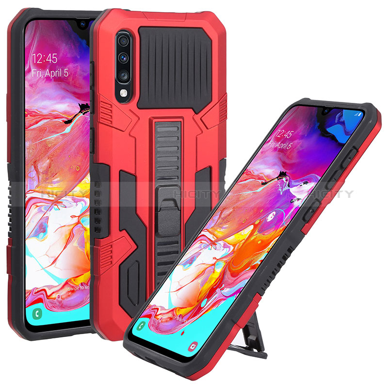 Silikon Hülle Handyhülle und Kunststoff Schutzhülle Hartschalen Tasche mit Ständer ZJ1 für Samsung Galaxy A70S