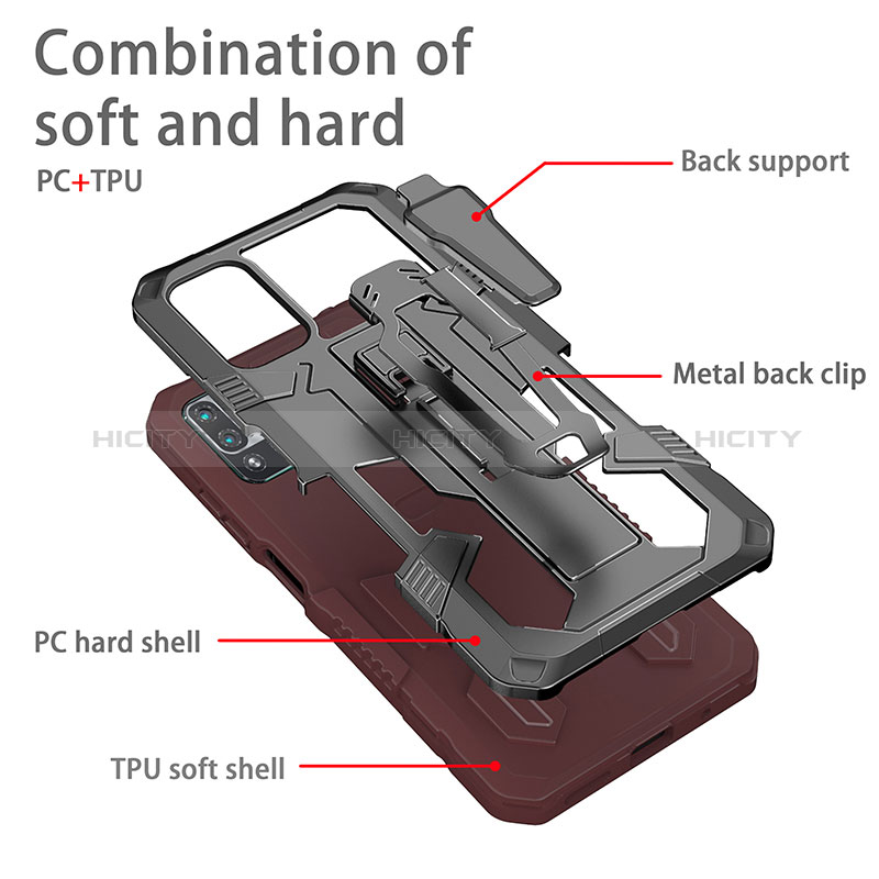 Silikon Hülle Handyhülle und Kunststoff Schutzhülle Hartschalen Tasche mit Ständer ZJ2 für Xiaomi Redmi Note 10T 5G