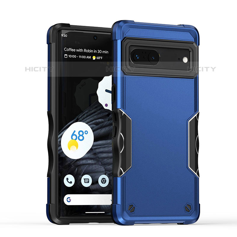 Silikon Hülle Handyhülle und Kunststoff Schutzhülle Hartschalen Tasche QW1 für Google Pixel 7 5G Blau