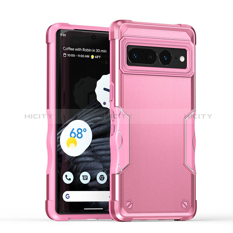 Silikon Hülle Handyhülle und Kunststoff Schutzhülle Hartschalen Tasche QW1 für Google Pixel 7 Pro 5G Rosa