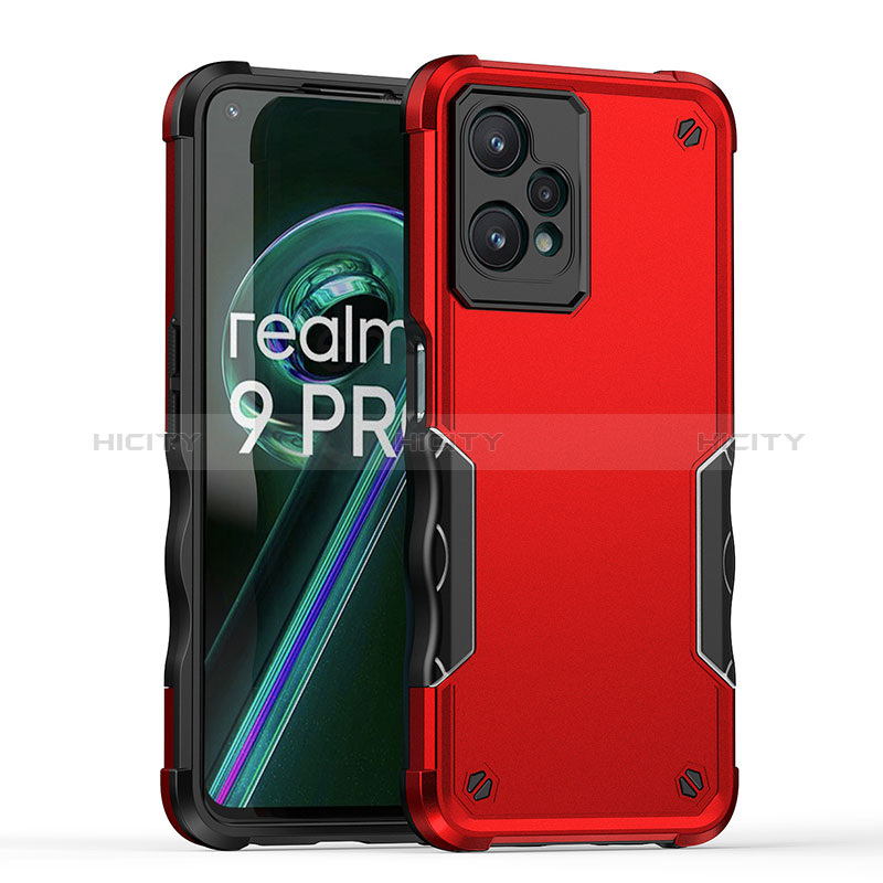 Silikon Hülle Handyhülle und Kunststoff Schutzhülle Hartschalen Tasche QW1 für Realme 9 Pro 5G Rot Plus