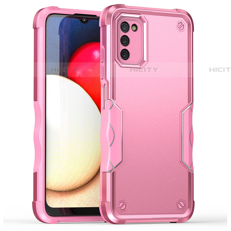 Silikon Hülle Handyhülle und Kunststoff Schutzhülle Hartschalen Tasche QW1 für Samsung Galaxy A03s Rosegold