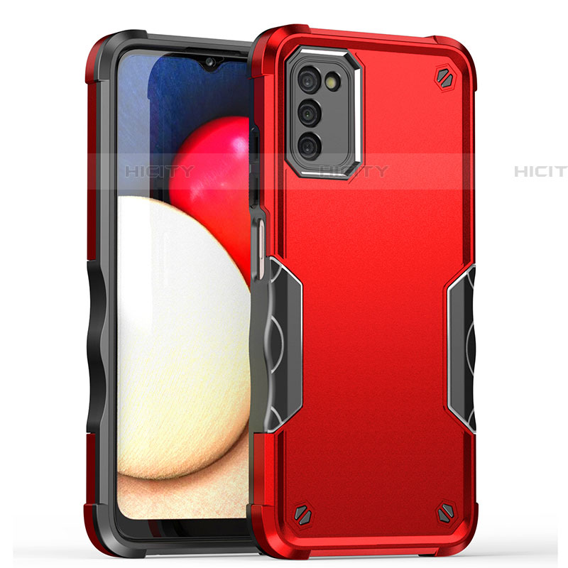 Silikon Hülle Handyhülle und Kunststoff Schutzhülle Hartschalen Tasche QW1 für Samsung Galaxy A03s Rot Plus