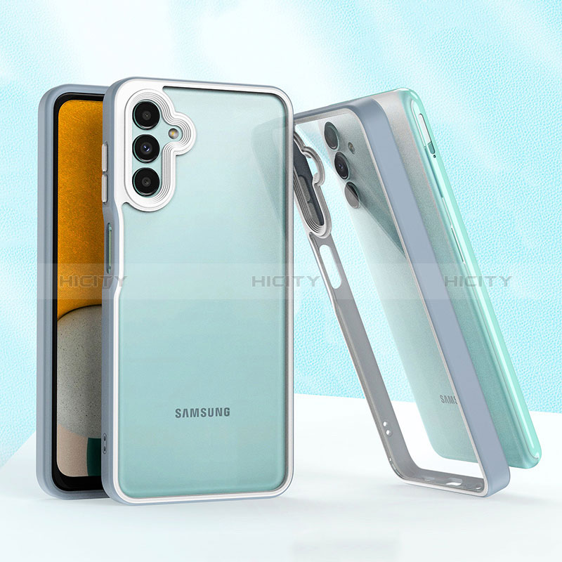 Silikon Hülle Handyhülle und Kunststoff Schutzhülle Hartschalen Tasche QW1 für Samsung Galaxy A04s Lavendel Grau