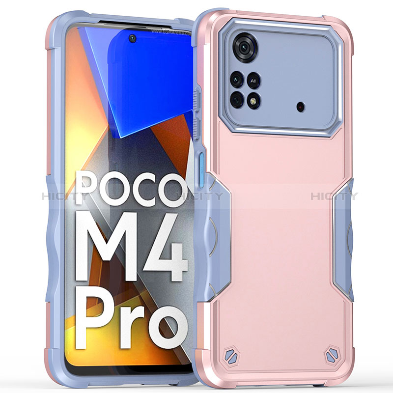 Silikon Hülle Handyhülle und Kunststoff Schutzhülle Hartschalen Tasche QW1 für Xiaomi Poco M4 Pro 4G Rosa