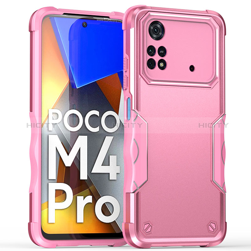 Silikon Hülle Handyhülle und Kunststoff Schutzhülle Hartschalen Tasche QW1 für Xiaomi Poco M4 Pro 4G Rosegold