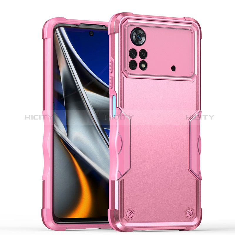 Silikon Hülle Handyhülle und Kunststoff Schutzhülle Hartschalen Tasche QW1 für Xiaomi Poco X4 Pro 5G Rosegold