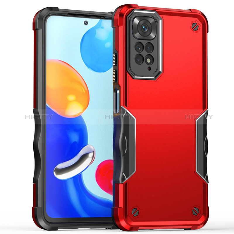 Silikon Hülle Handyhülle und Kunststoff Schutzhülle Hartschalen Tasche QW1 für Xiaomi Redmi Note 11 4G (2022) Rot Plus