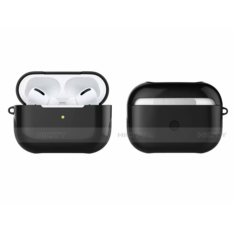 Silikon Hülle Handyhülle und Kunststoff Schutzhülle Hartschalen Tasche U01 für Apple AirPods Pro Schwarz