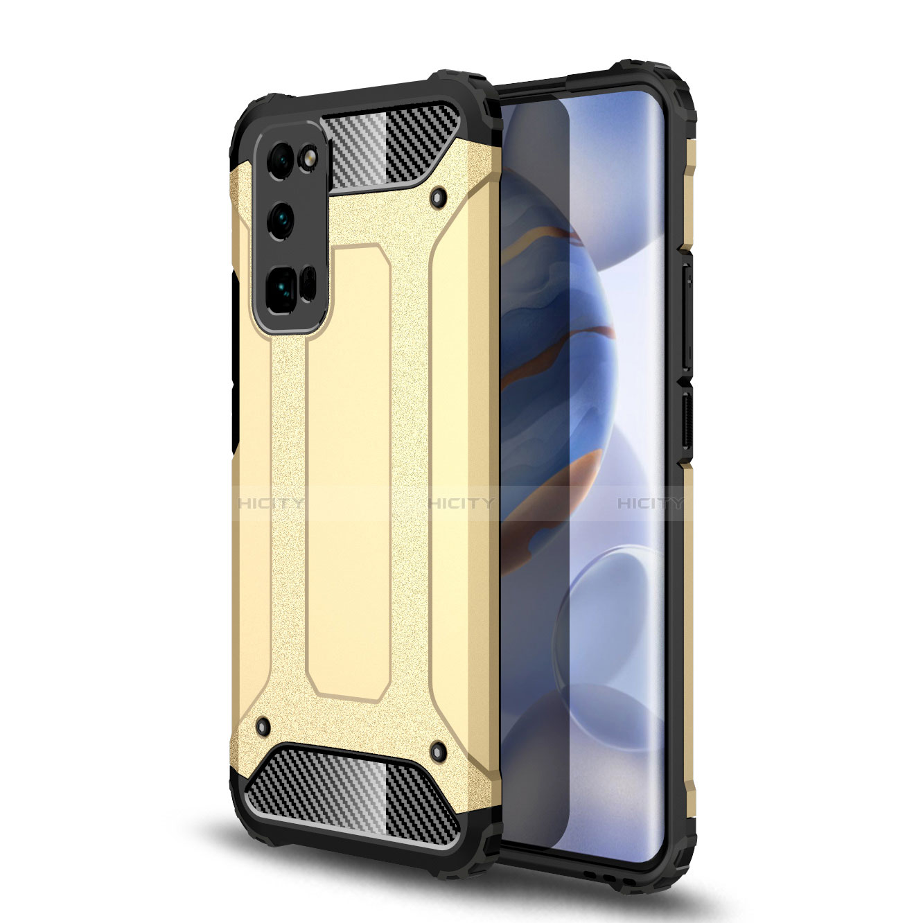 Silikon Hülle Handyhülle und Kunststoff Schutzhülle Hartschalen Tasche U01 für Huawei Honor 30 Pro Gold