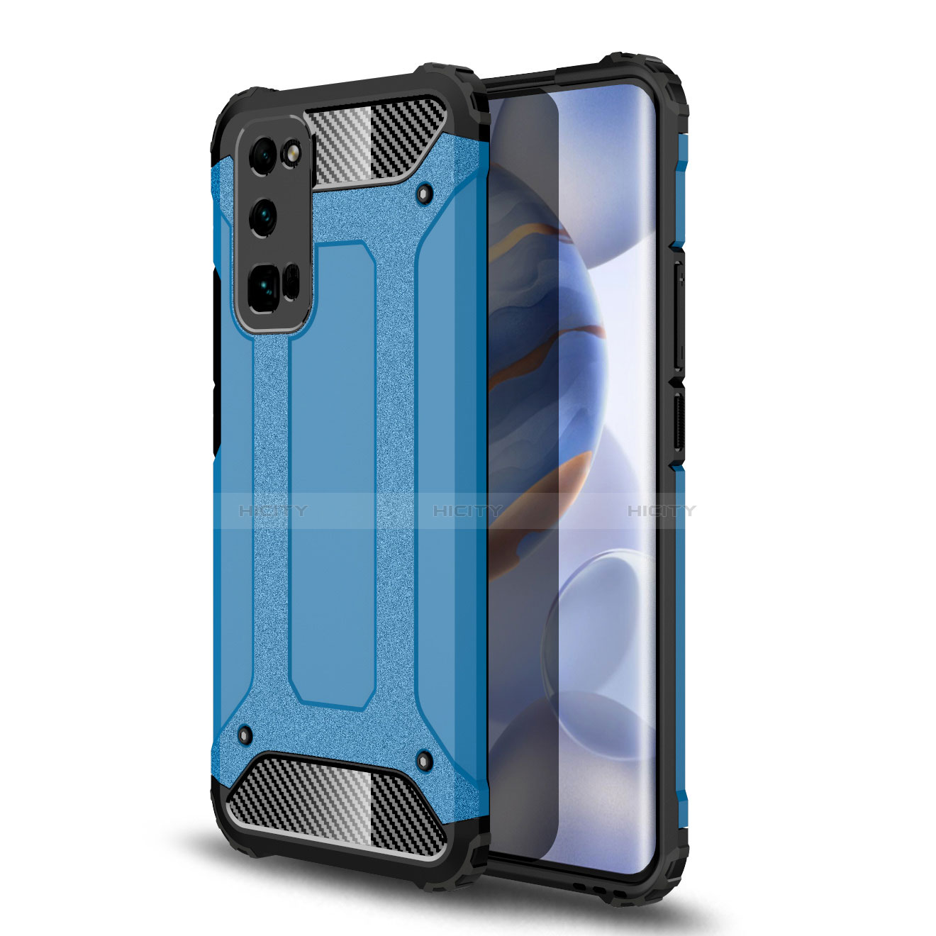 Silikon Hülle Handyhülle und Kunststoff Schutzhülle Hartschalen Tasche U01 für Huawei Honor 30 Pro Hellblau