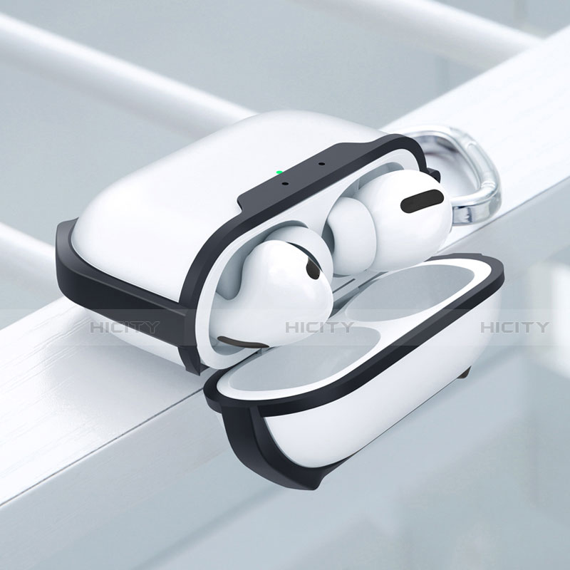 Silikon Hülle Handyhülle und Kunststoff Schutzhülle Hartschalen Tasche U02 für Apple AirPods Pro Schwarz