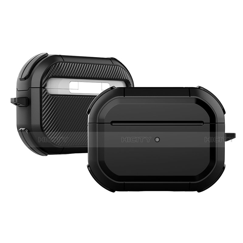 Silikon Hülle Handyhülle und Kunststoff Schutzhülle Hartschalen Tasche U03 für Apple AirPods Pro Schwarz Plus