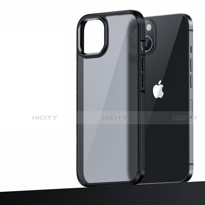 Silikon Hülle Handyhülle und Kunststoff Schutzhülle Hartschalen Tasche U04 für Apple iPhone 15 Schwarz Plus