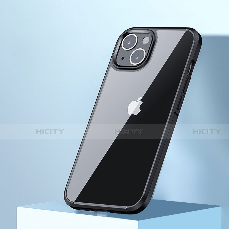 Silikon Hülle Handyhülle und Kunststoff Schutzhülle Hartschalen Tasche U05 für Apple iPhone 13 Mini Schwarz