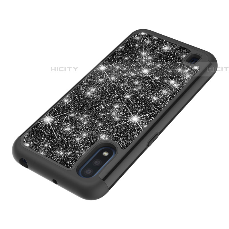 Silikon Hülle Handyhülle und Kunststoff Schutzhülle Hartschalen Tasche Vorder und Rückseite 360 Grad Ganzkörper Bling-Bling für Samsung Galaxy A01 SM-A015