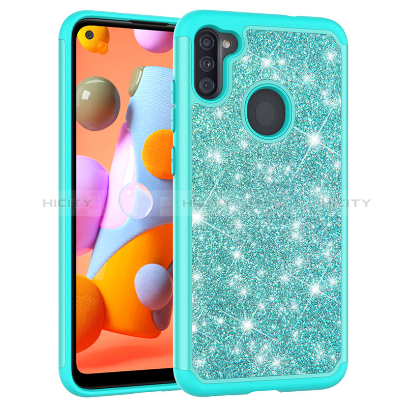 Silikon Hülle Handyhülle und Kunststoff Schutzhülle Hartschalen Tasche Vorder und Rückseite 360 Grad Ganzkörper Bling-Bling JX1 für Samsung Galaxy A11