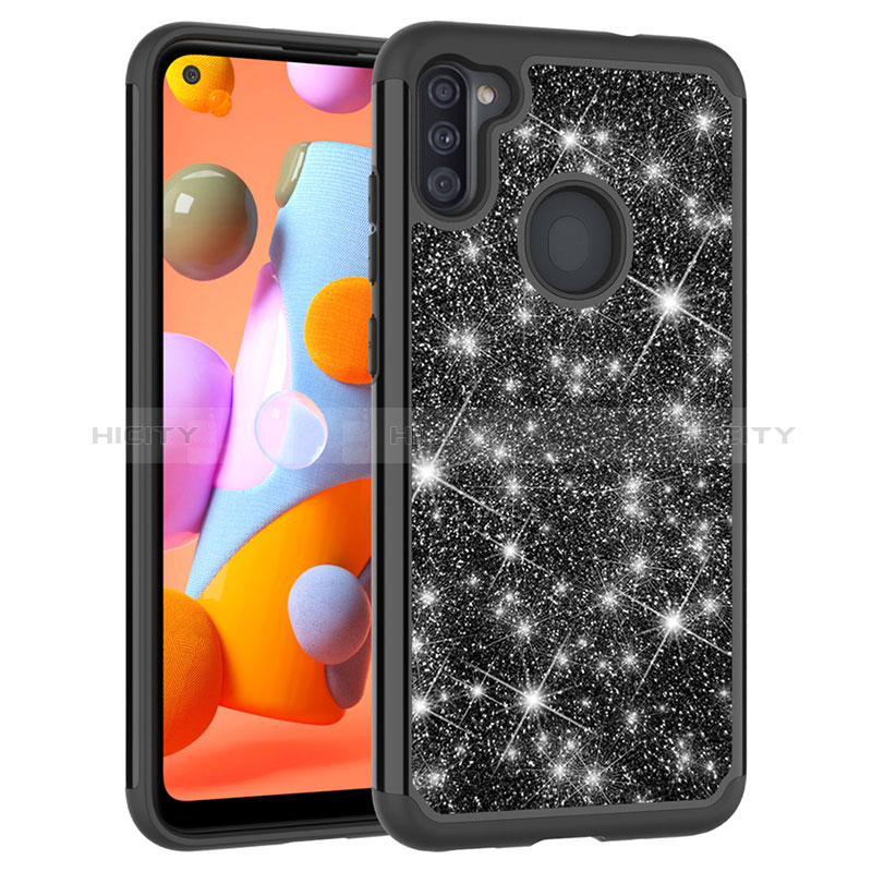 Silikon Hülle Handyhülle und Kunststoff Schutzhülle Hartschalen Tasche Vorder und Rückseite 360 Grad Ganzkörper Bling-Bling JX1 für Samsung Galaxy A11