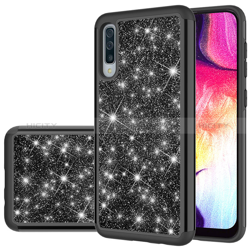 Silikon Hülle Handyhülle und Kunststoff Schutzhülle Hartschalen Tasche Vorder und Rückseite 360 Grad Ganzkörper Bling-Bling JX1 für Samsung Galaxy A50