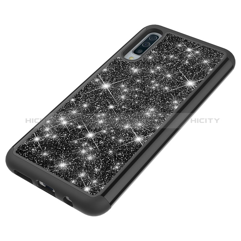 Silikon Hülle Handyhülle und Kunststoff Schutzhülle Hartschalen Tasche Vorder und Rückseite 360 Grad Ganzkörper Bling-Bling JX1 für Samsung Galaxy A50 groß