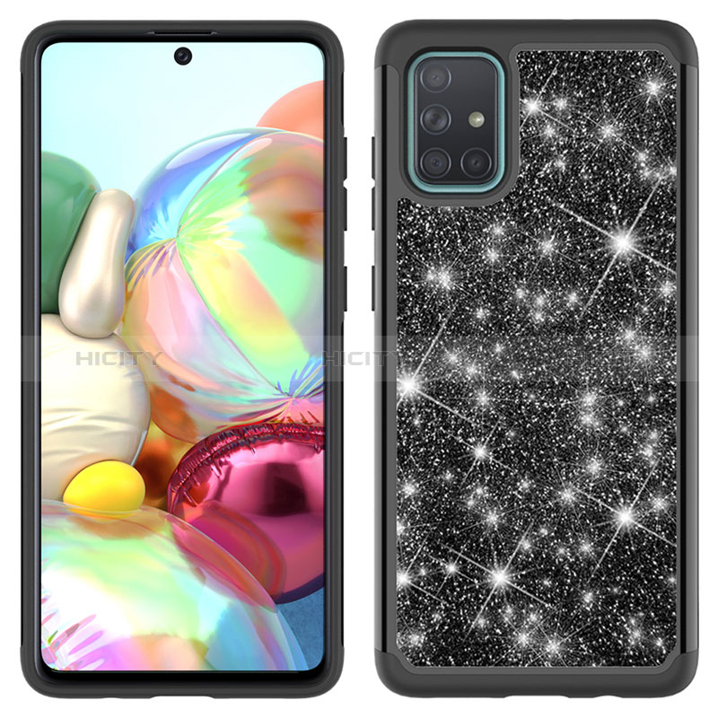 Silikon Hülle Handyhülle und Kunststoff Schutzhülle Hartschalen Tasche Vorder und Rückseite 360 Grad Ganzkörper Bling-Bling JX1 für Samsung Galaxy A71 4G A715 groß