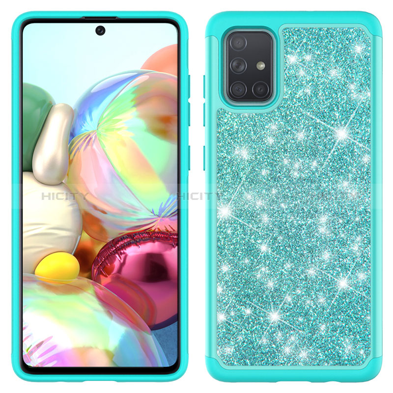 Silikon Hülle Handyhülle und Kunststoff Schutzhülle Hartschalen Tasche Vorder und Rückseite 360 Grad Ganzkörper Bling-Bling JX1 für Samsung Galaxy A71 4G A715 groß