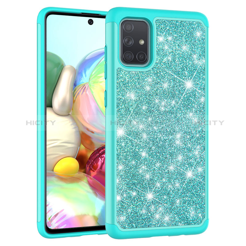 Silikon Hülle Handyhülle und Kunststoff Schutzhülle Hartschalen Tasche Vorder und Rückseite 360 Grad Ganzkörper Bling-Bling JX1 für Samsung Galaxy A71 4G A715 groß