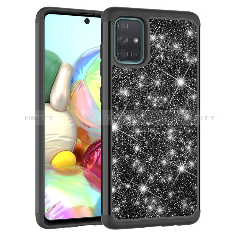 Silikon Hülle Handyhülle und Kunststoff Schutzhülle Hartschalen Tasche Vorder und Rückseite 360 Grad Ganzkörper Bling-Bling JX1 für Samsung Galaxy A71 4G A715 groß