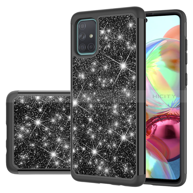 Silikon Hülle Handyhülle und Kunststoff Schutzhülle Hartschalen Tasche Vorder und Rückseite 360 Grad Ganzkörper Bling-Bling JX1 für Samsung Galaxy A71 4G A715 groß