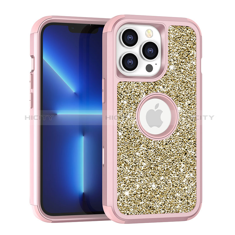 Silikon Hülle Handyhülle und Kunststoff Schutzhülle Hartschalen Tasche Vorder und Rückseite 360 Grad Ganzkörper Bling-Bling YJ1 für Apple iPhone 13 Pro