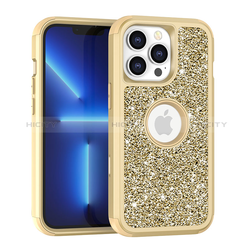 Silikon Hülle Handyhülle und Kunststoff Schutzhülle Hartschalen Tasche Vorder und Rückseite 360 Grad Ganzkörper Bling-Bling YJ1 für Apple iPhone 13 Pro