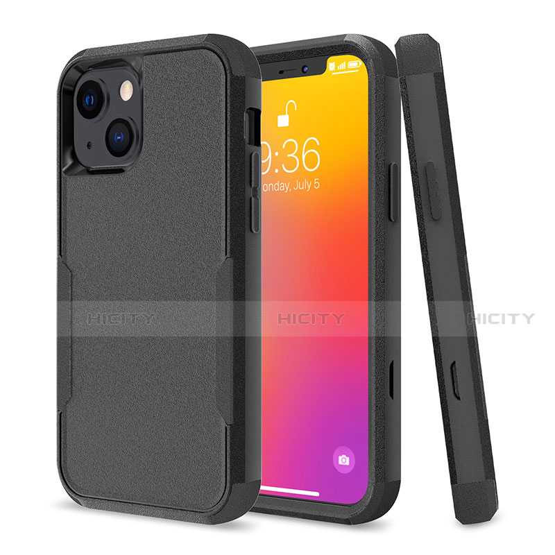 Silikon Hülle Handyhülle und Kunststoff Schutzhülle Hartschalen Tasche Vorder und Rückseite 360 Grad Ganzkörper für Apple iPhone 13 Mini Schwarz Plus