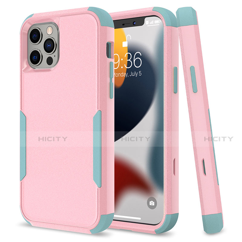 Silikon Hülle Handyhülle und Kunststoff Schutzhülle Hartschalen Tasche Vorder und Rückseite 360 Grad Ganzkörper für Apple iPhone 13 Pro Rosa