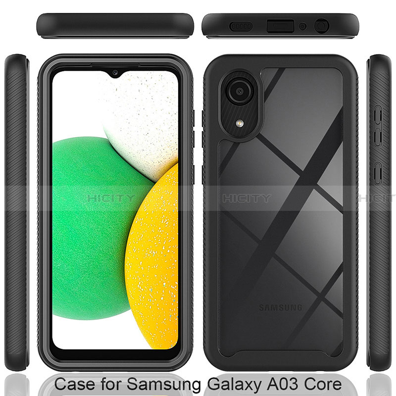 Silikon Hülle Handyhülle und Kunststoff Schutzhülle Hartschalen Tasche Vorder und Rückseite 360 Grad Ganzkörper für Samsung Galaxy A03 Core