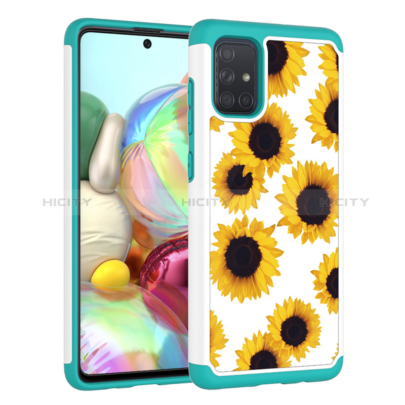 Silikon Hülle Handyhülle und Kunststoff Schutzhülle Hartschalen Tasche Vorder und Rückseite 360 Grad Ganzkörper JX1 für Samsung Galaxy A71 4G A715 Gelb