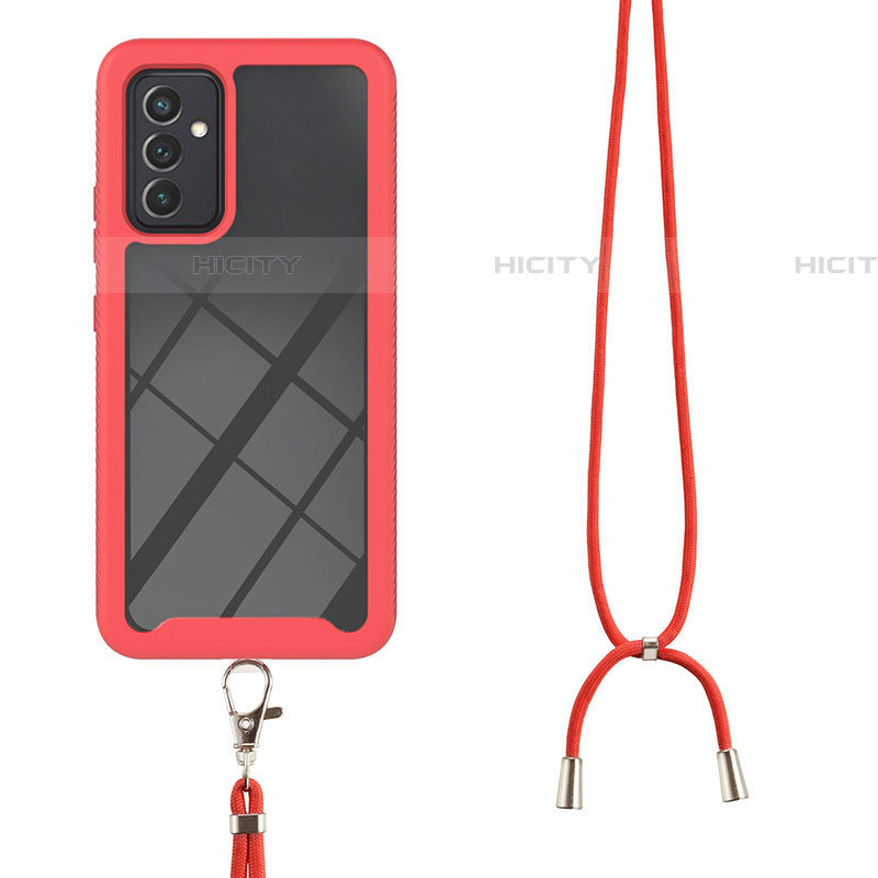 Silikon Hülle Handyhülle und Kunststoff Schutzhülle Hartschalen Tasche Vorder und Rückseite 360 Grad Ganzkörper mit Schlüsselband Lanyard für Samsung Galaxy A05s