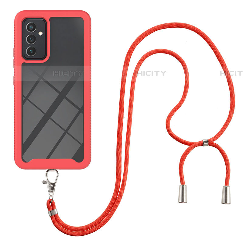 Silikon Hülle Handyhülle und Kunststoff Schutzhülle Hartschalen Tasche Vorder und Rückseite 360 Grad Ganzkörper mit Schlüsselband Lanyard für Samsung Galaxy A24 4G