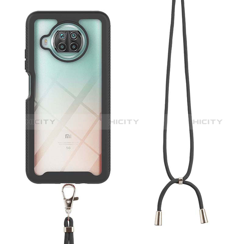 Silikon Hülle Handyhülle und Kunststoff Schutzhülle Hartschalen Tasche Vorder und Rückseite 360 Grad Ganzkörper mit Schlüsselband Lanyard für Xiaomi Mi 10i 5G