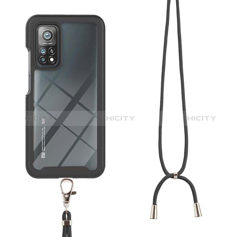 Silikon Hülle Handyhülle und Kunststoff Schutzhülle Hartschalen Tasche Vorder und Rückseite 360 Grad Ganzkörper mit Schlüsselband Lanyard für Xiaomi Mi 10T 5G