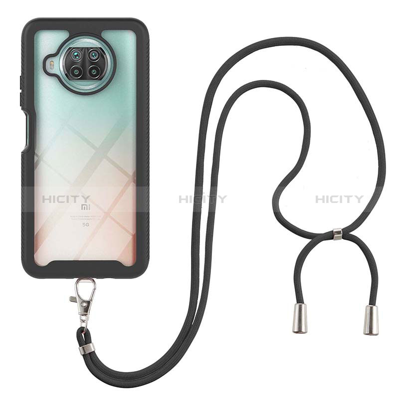 Silikon Hülle Handyhülle und Kunststoff Schutzhülle Hartschalen Tasche Vorder und Rückseite 360 Grad Ganzkörper mit Schlüsselband Lanyard für Xiaomi Mi 10T Lite 5G groß