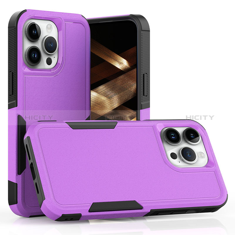 Silikon Hülle Handyhülle und Kunststoff Schutzhülle Hartschalen Tasche Vorder und Rückseite 360 Grad Ganzkörper MQ1 für Apple iPhone 13 Pro Max Violett